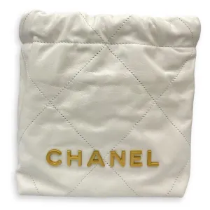 22 Mini Tote 20 White Crossbody Bag in Calfskin, Gold hardware