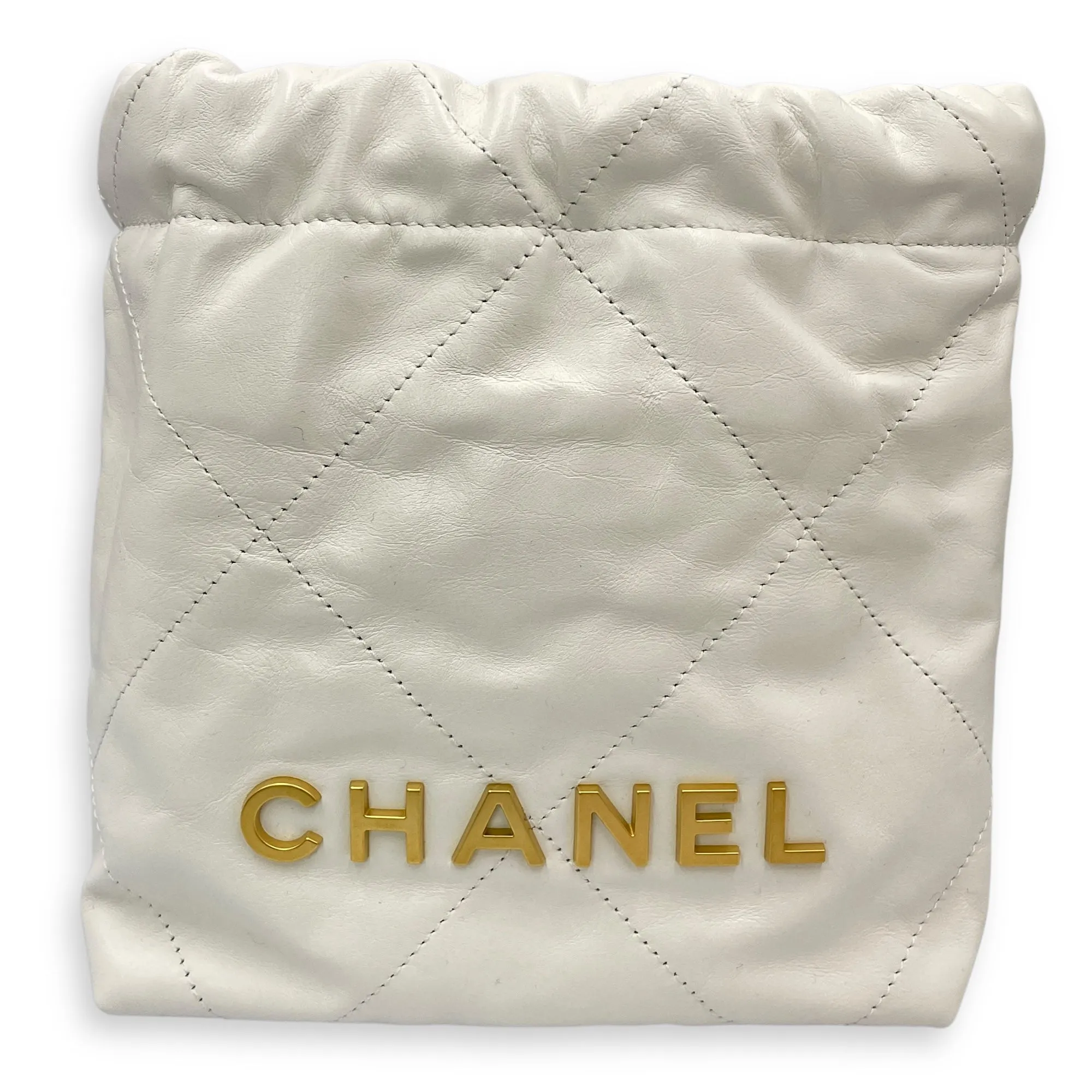 22 Mini Tote 20 White Crossbody Bag in Calfskin, Gold hardware