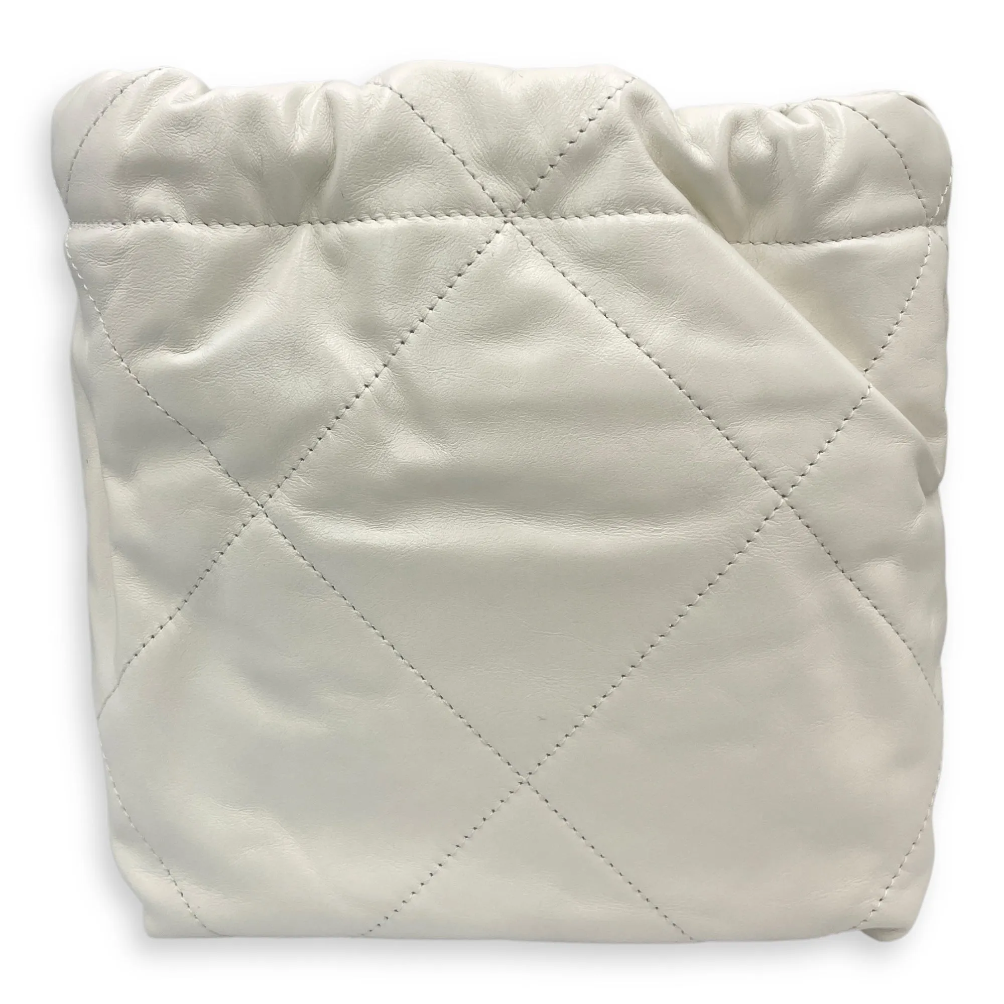 22 Mini Tote 20 White Crossbody Bag in Calfskin, Gold hardware