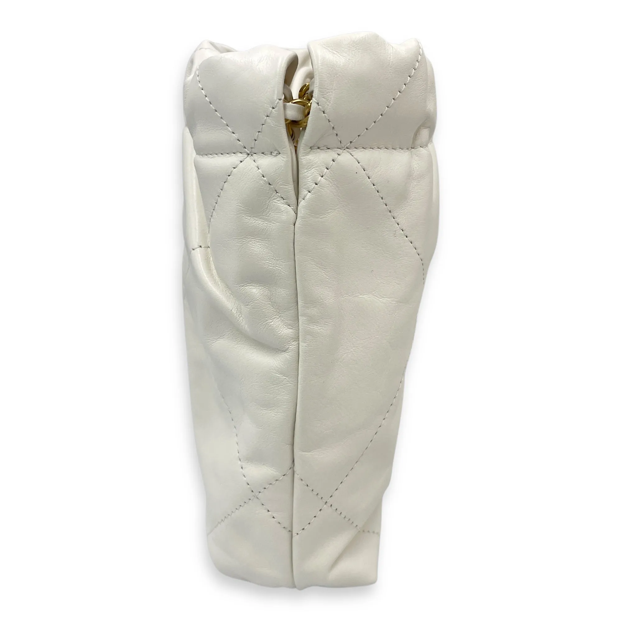 22 Mini Tote 20 White Crossbody Bag in Calfskin, Gold hardware