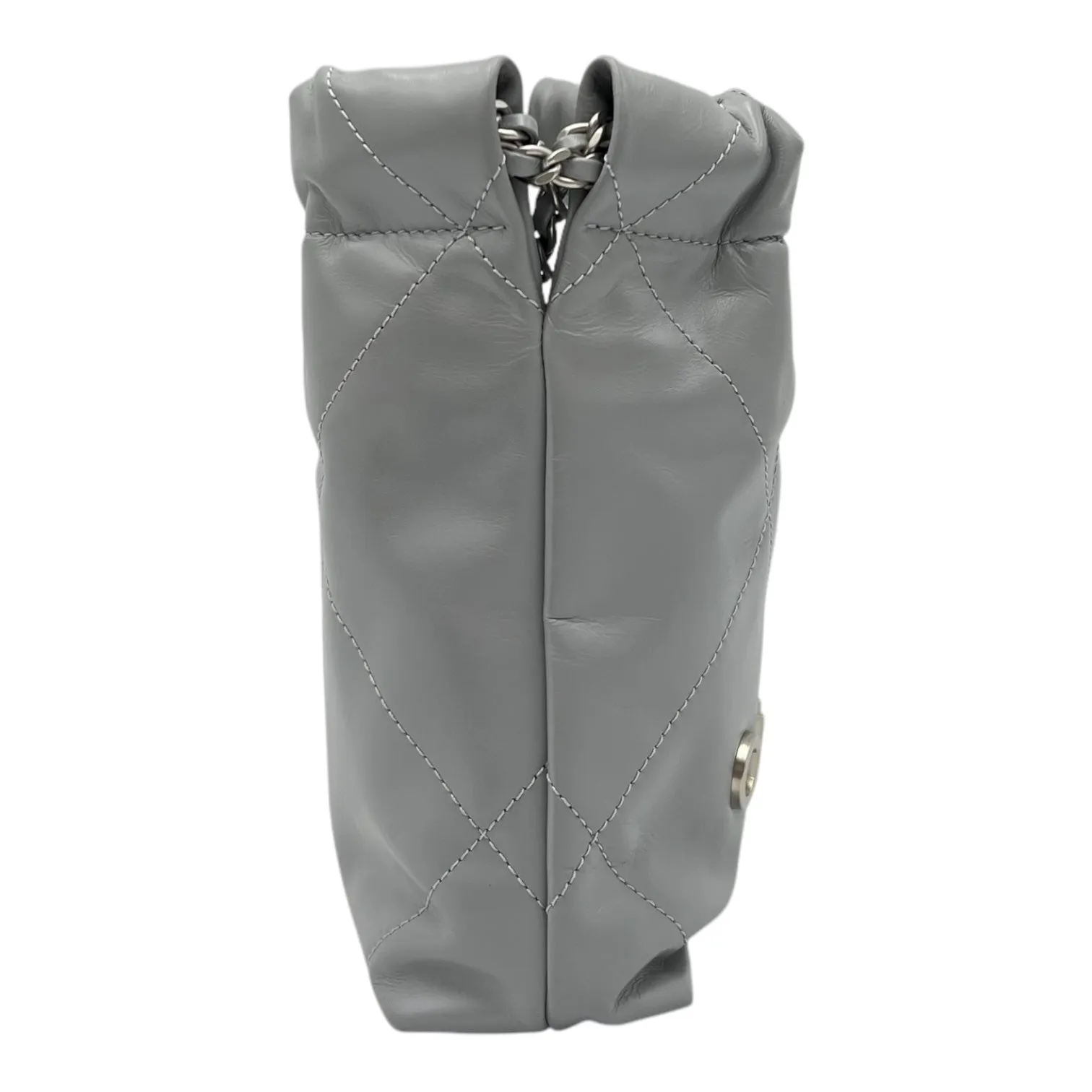 22 Tote Crossbody Bag Mini Grey in Calfskin, Silver hardware