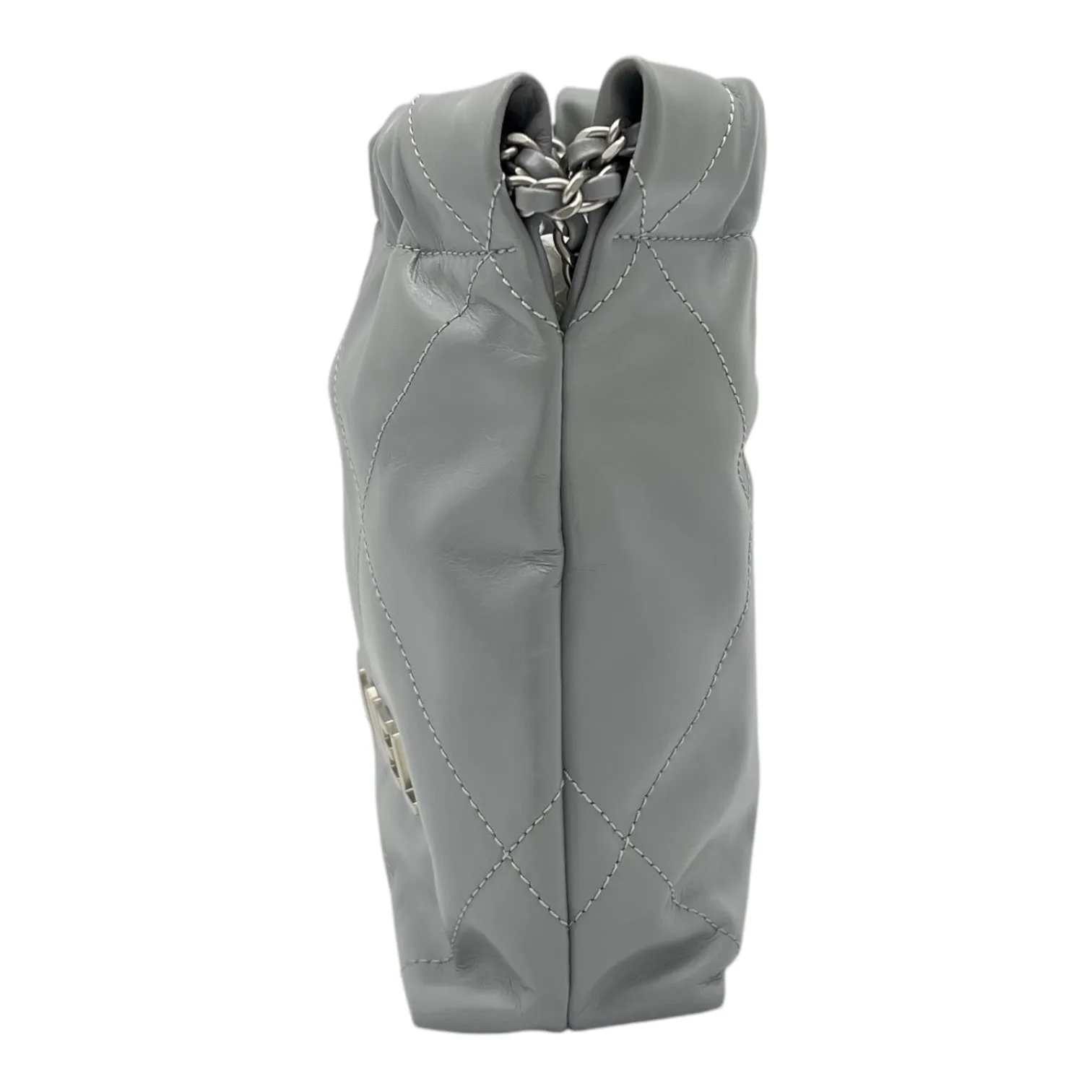 22 Tote Crossbody Bag Mini Grey in Calfskin, Silver hardware