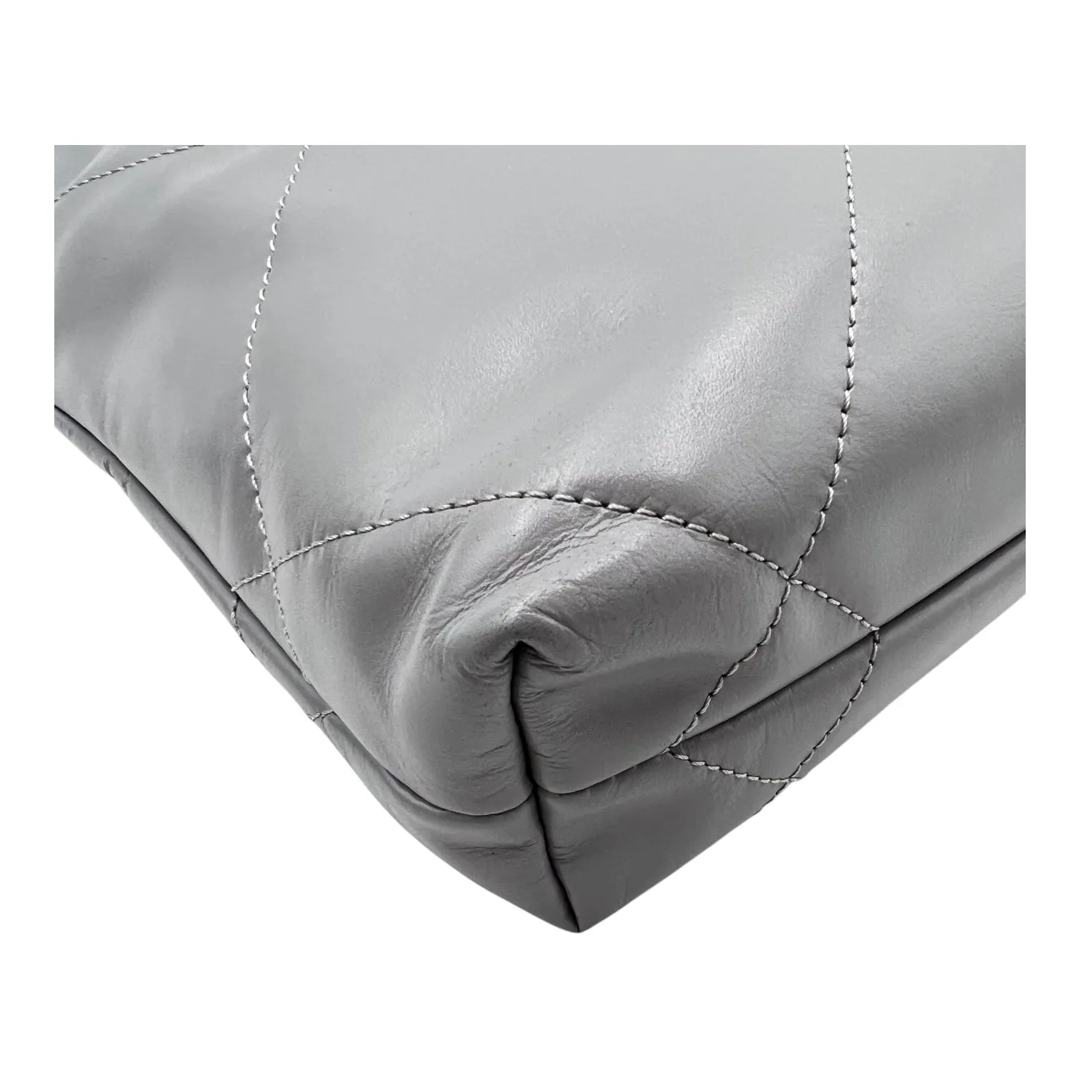 22 Tote Crossbody Bag Mini Grey in Calfskin, Silver hardware