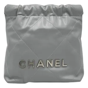 22 Tote Crossbody Bag Mini Grey in Calfskin, Silver hardware