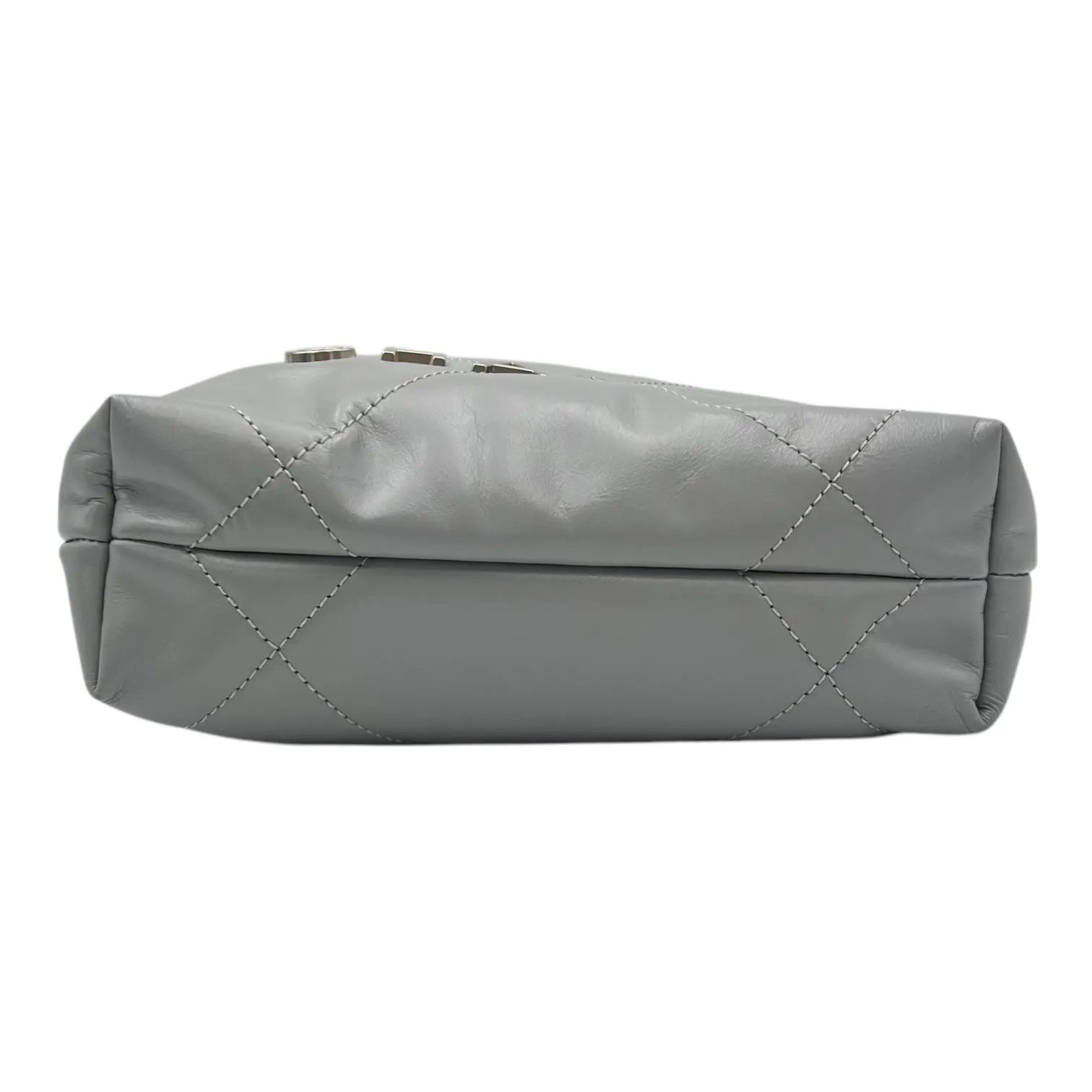 22 Tote Crossbody Bag Mini Grey in Calfskin, Silver hardware
