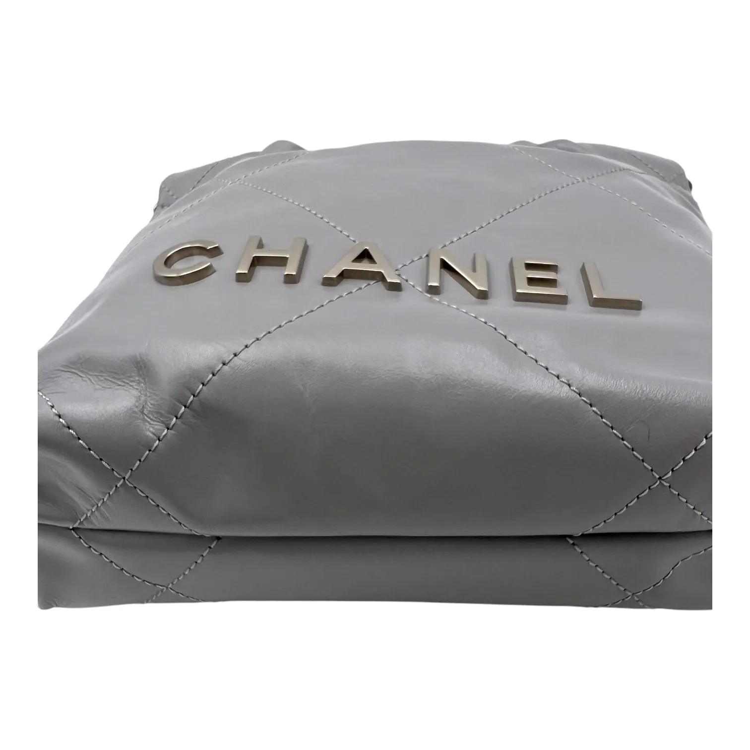 22 Tote Crossbody Bag Mini Grey in Calfskin, Silver hardware