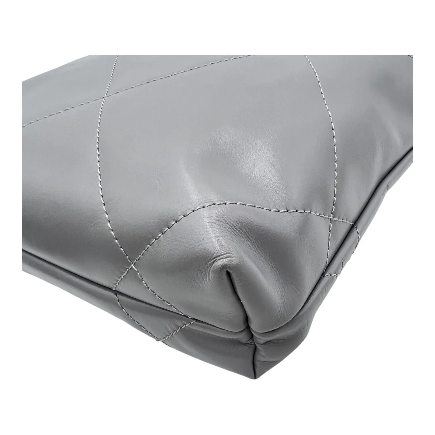 22 Tote Crossbody Bag Mini Grey in Calfskin, Silver hardware