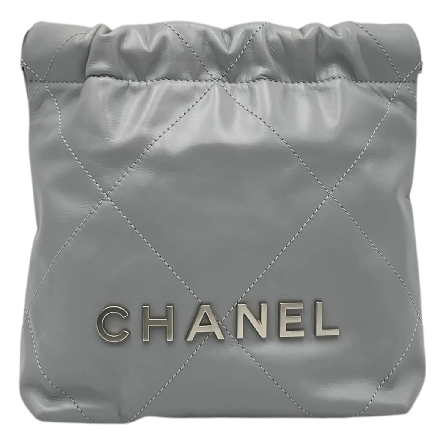 22 Tote Crossbody Bag Mini Grey in Calfskin, Silver hardware