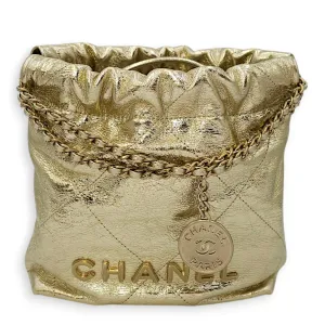 22 Tote Mini Gold Crossbody Bag in Canvas, Gold hardware