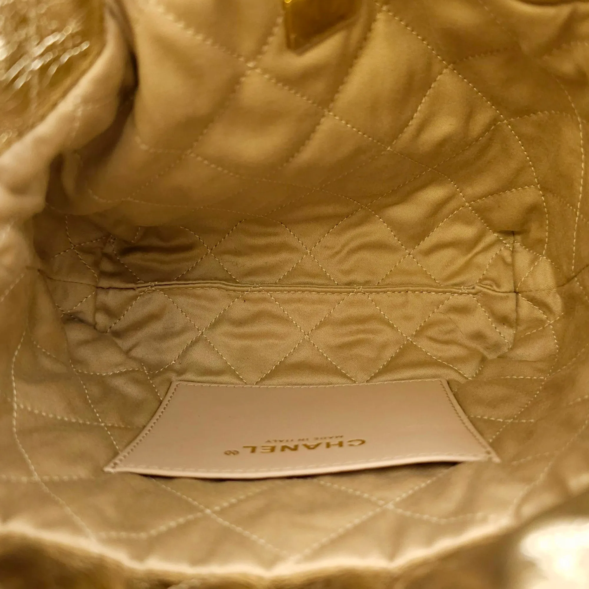 22 Tote Mini Gold Crossbody Bag in Canvas, Gold hardware