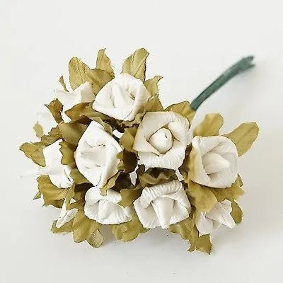 24 Rustic Wedding Paper Roses Flowers Bouquet White Violet Lavender Yellow