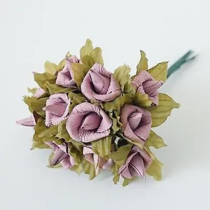 24 Rustic Wedding Paper Roses Flowers Bouquet White Violet Lavender Yellow