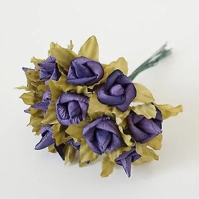 24 Rustic Wedding Paper Roses Flowers Bouquet White Violet Lavender Yellow