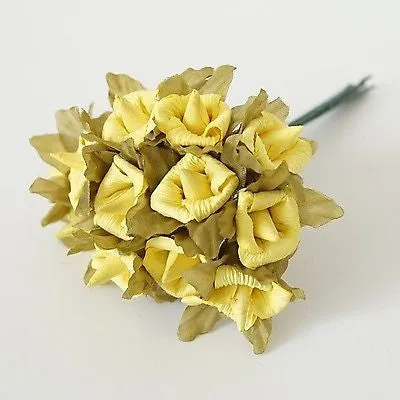 24 Rustic Wedding Paper Roses Flowers Bouquet White Violet Lavender Yellow