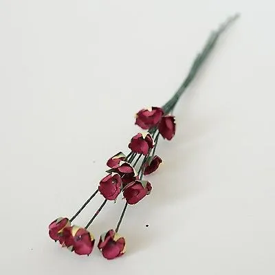 24 Small Paper Flower Blossoms Bouquet Yellow White Burgundy Lavender Pink Ivory