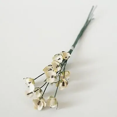 24 Small Paper Flower Blossoms Bouquet Yellow White Burgundy Lavender Pink Ivory