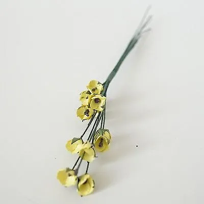 24 Small Paper Flower Blossoms Bouquet Yellow White Burgundy Lavender Pink Ivory