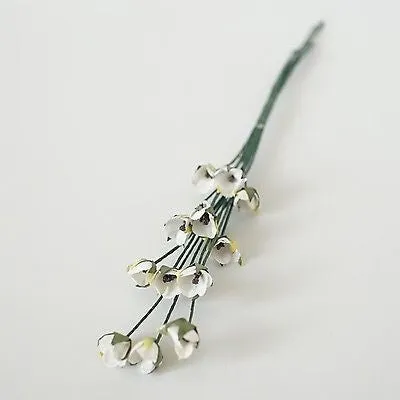 24 Small Paper Flower Blossoms Bouquet Yellow White Burgundy Lavender Pink Ivory