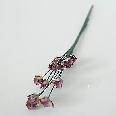 24 Small Paper Flower Blossoms Bouquet Yellow White Burgundy Lavender Pink Ivory
