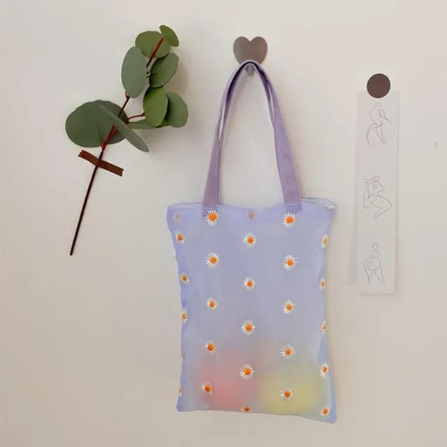 2pcs Embroidered Light Clear Organza Jelly Tote Messenger Shoulder Bags