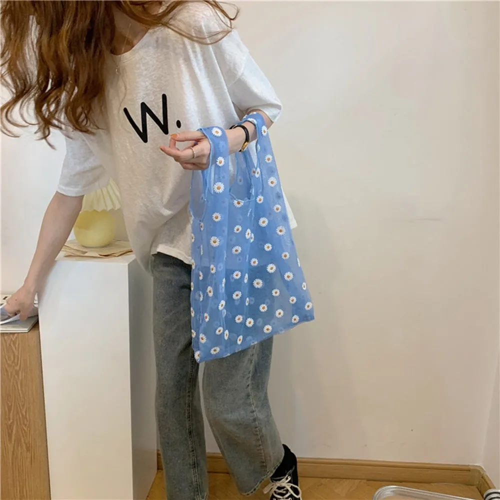 2pcs Embroidered Light Clear Organza Jelly Tote Messenger Shoulder Bags