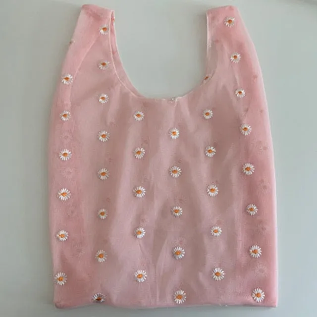 2pcs Embroidered Light Clear Organza Jelly Tote Messenger Shoulder Bags