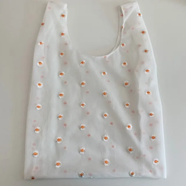 2pcs Embroidered Light Clear Organza Jelly Tote Messenger Shoulder Bags