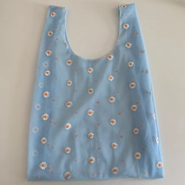 2pcs Embroidered Light Clear Organza Jelly Tote Messenger Shoulder Bags
