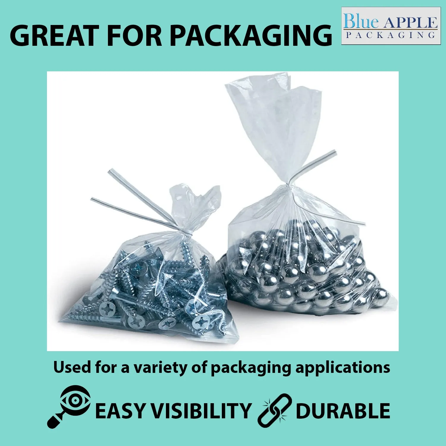 30X40 inches Clear Flat Poly Bags 2Mil Open Top (LDPE)