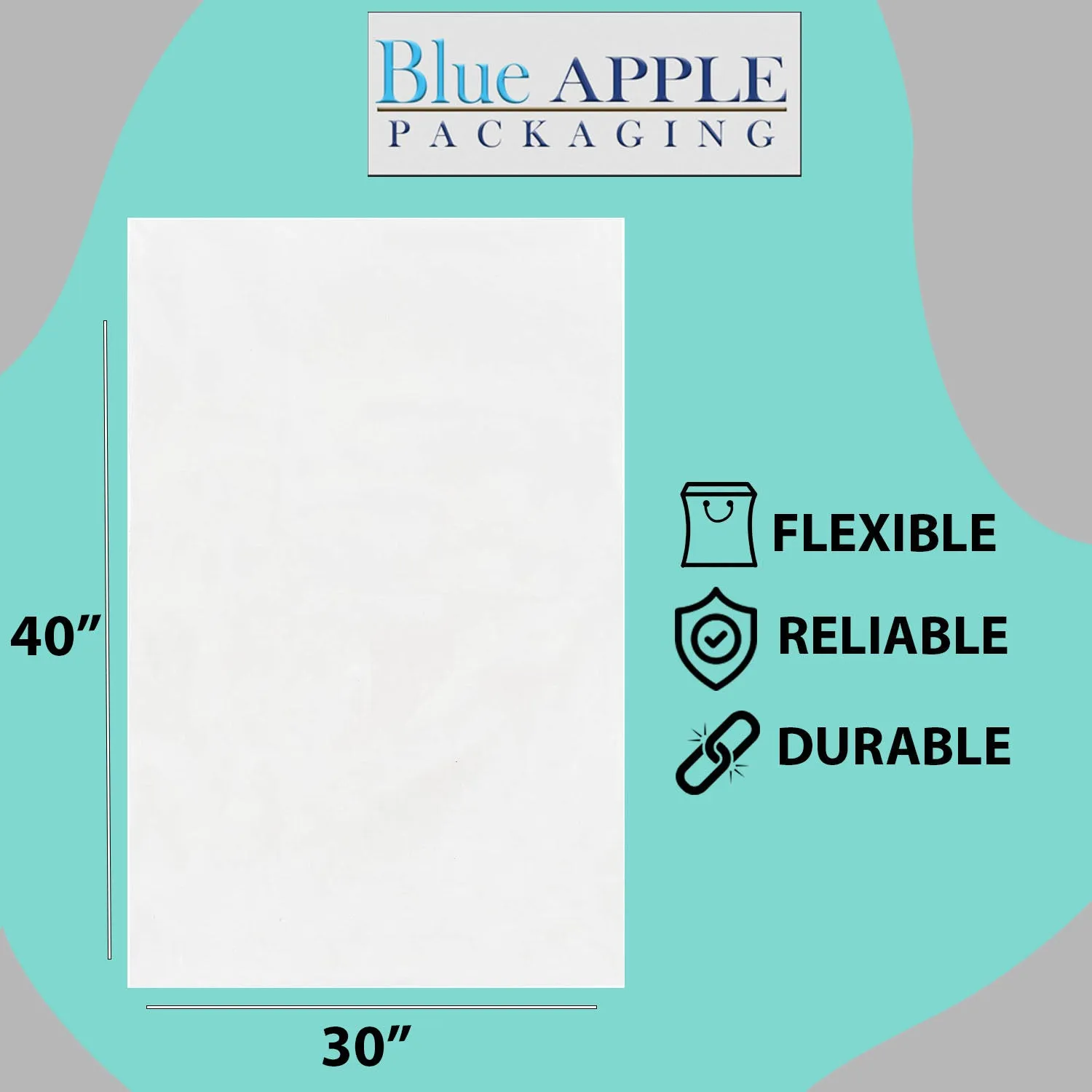 30X40 inches Clear Flat Poly Bags 2Mil Open Top (LDPE)
