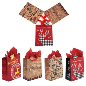 3Pk Large Christmas Delivery Hot Stamp Bag, 4 Designs