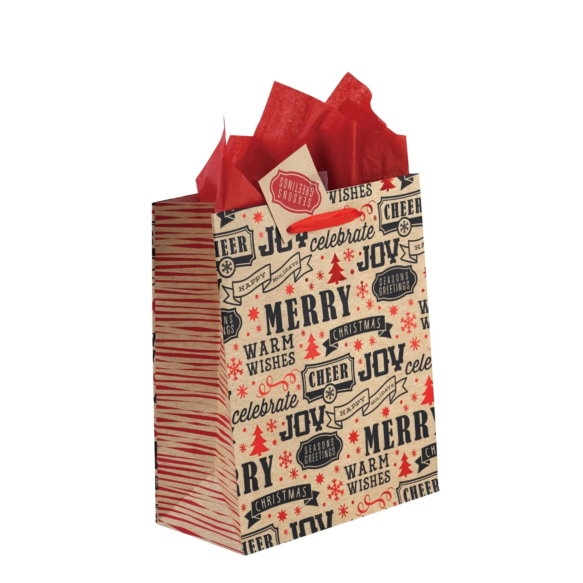 3Pk Large Christmas Delivery Hot Stamp Bag, 4 Designs
