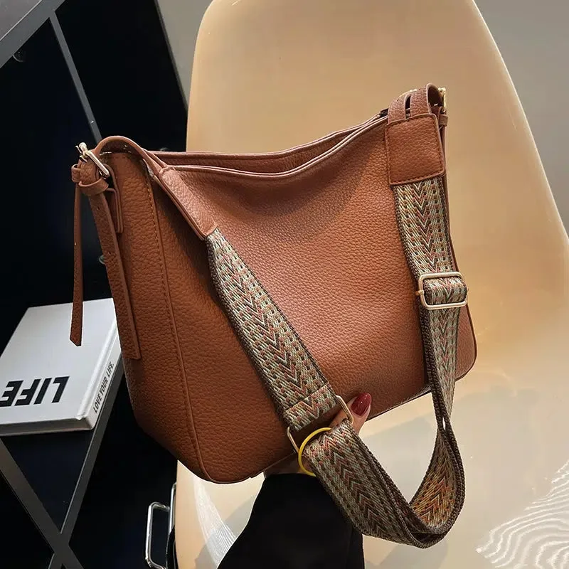 Adjustable Strap Leather Tote Bag
