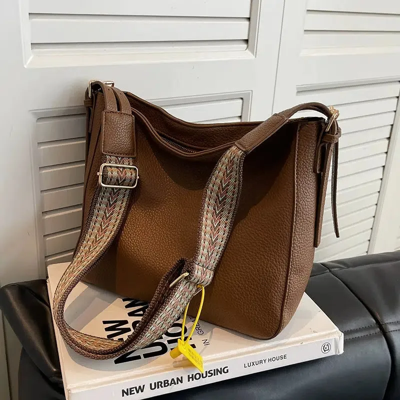 Adjustable Strap Leather Tote Bag