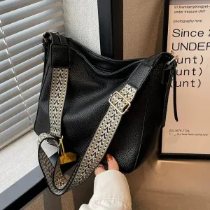 Adjustable Strap Leather Tote Bag