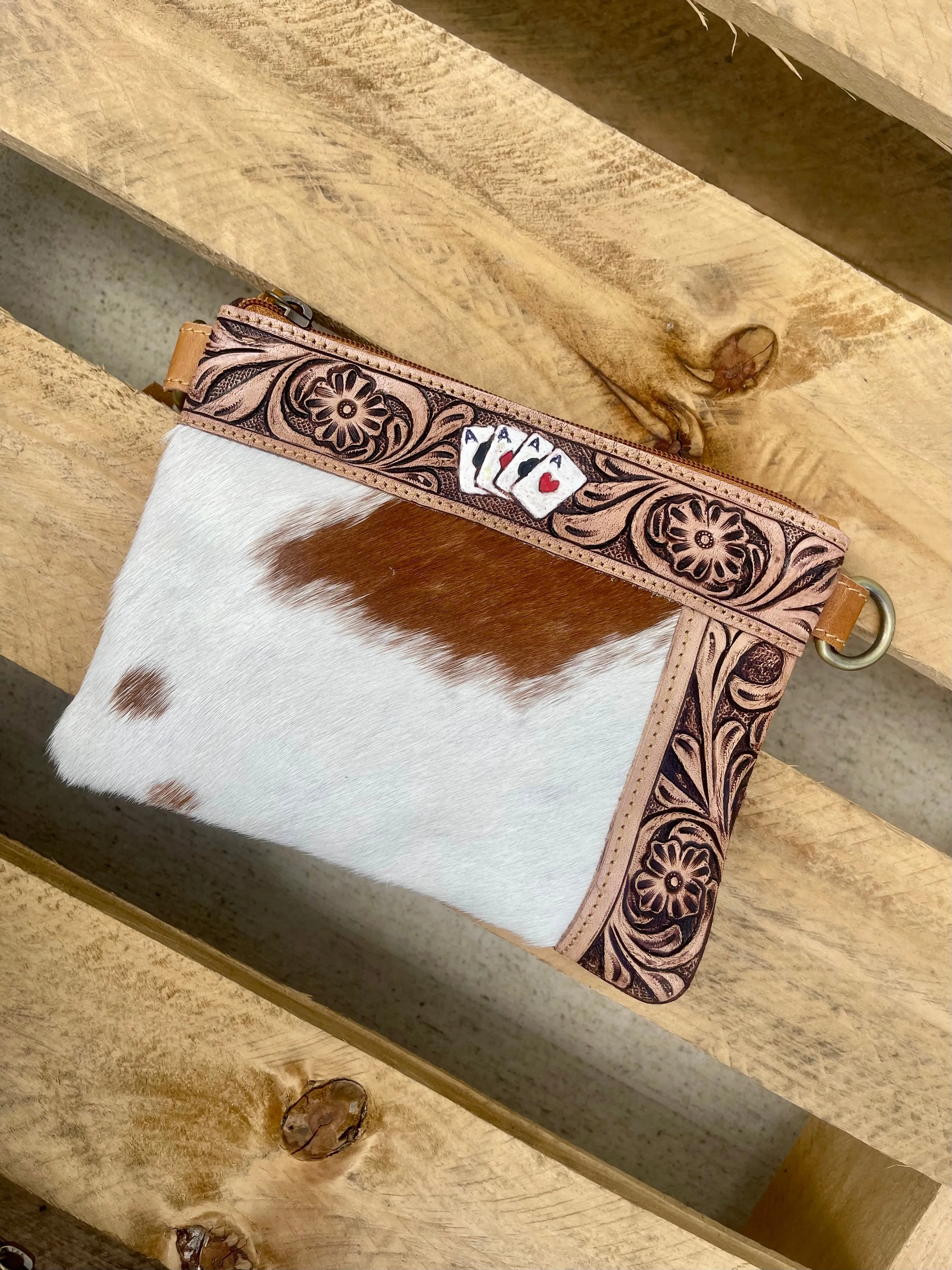 AE16440  Genuine Leather Tooled Parker Crossbody