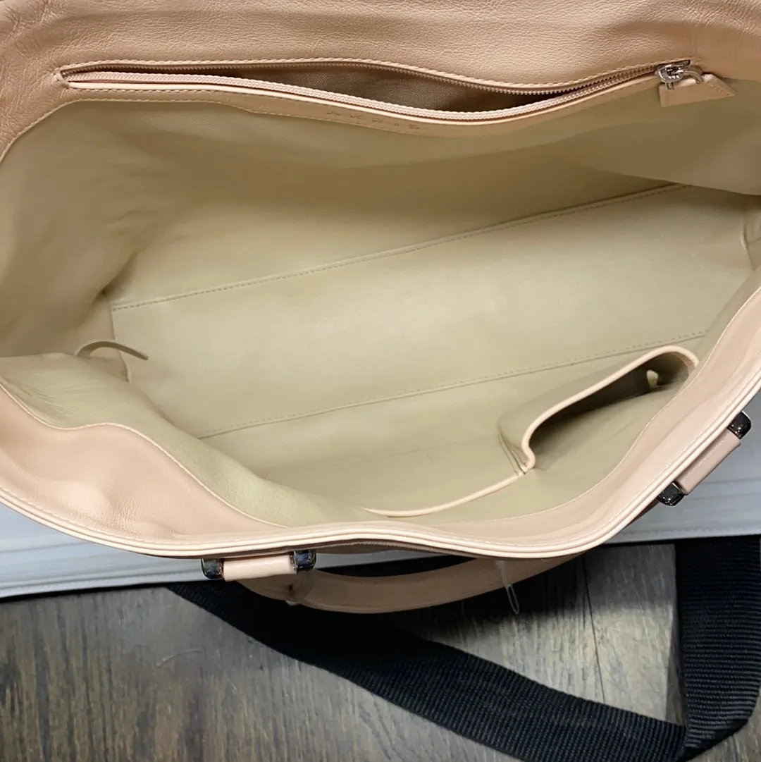 Akris Light Pink Leather Trim Bag with Silver Hardware Crossbody