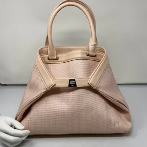 Akris Light Pink Leather Trim Bag with Silver Hardware Crossbody