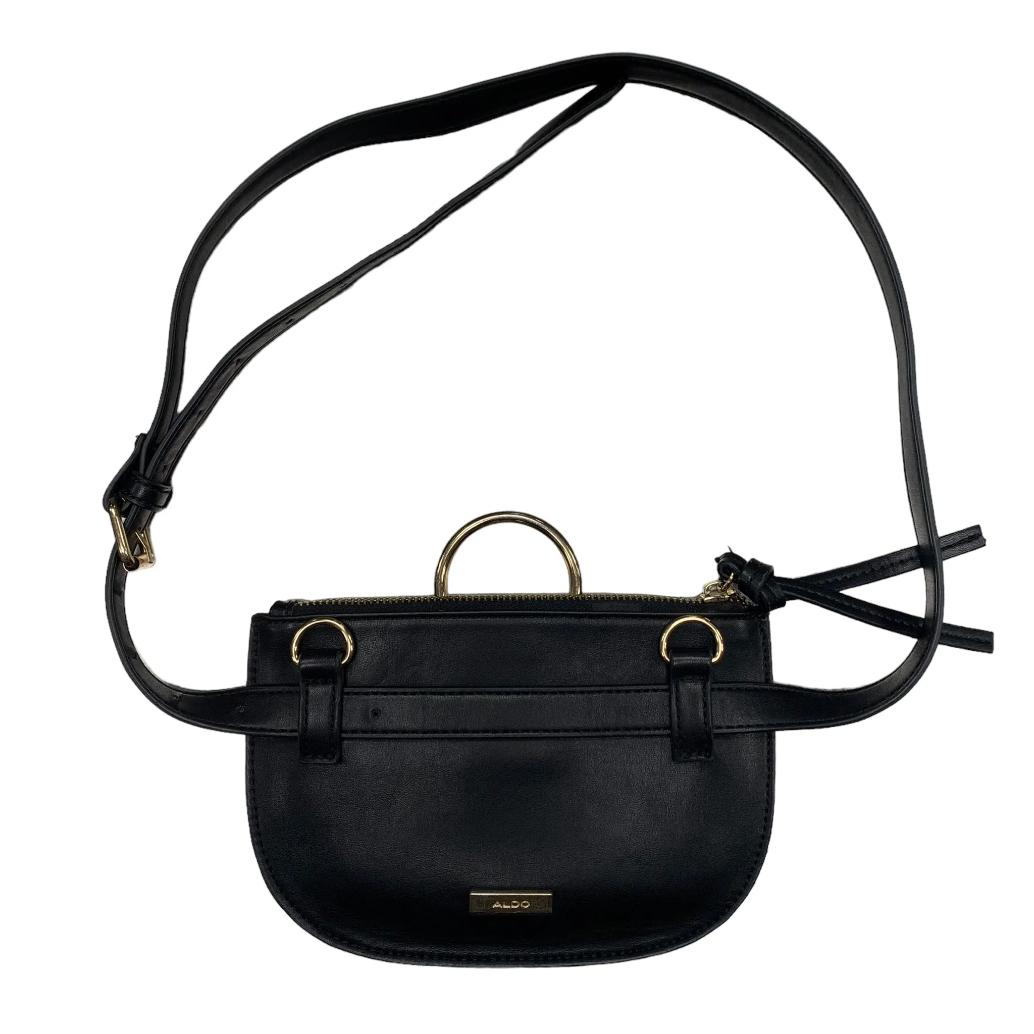 Aldo Gold Chain Strap Zipped Black Bag Crossbody