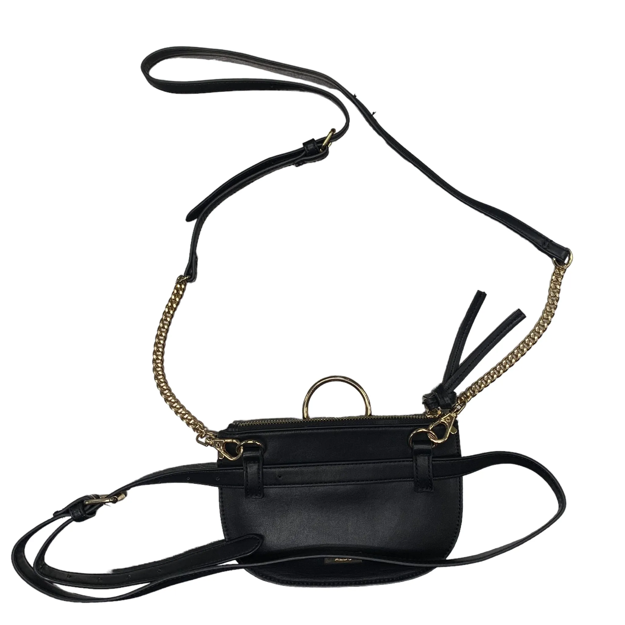 Aldo Gold Chain Strap Zipped Black Bag Crossbody