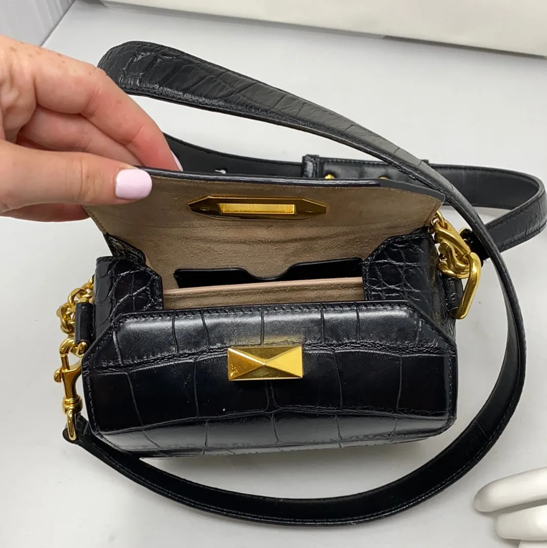 Alexander McQueen Mini Box Croc - Embossed Black Leather Bag