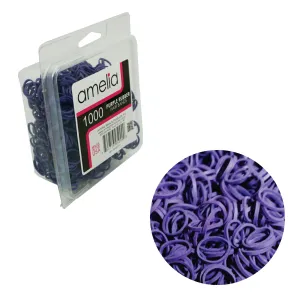Amelia Beauty | 1/2in, Purple, Elastic Rubber Band Pony Tail Holders | Made in USA, Ideal for Ponytails, Braids, Twists, Dreadlocks, Styling Accessories for Women, Men and Girls | 1000 Pack
