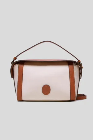 Aster Crossbody MD Canvas   Pu - Light Beige/Leather Brown