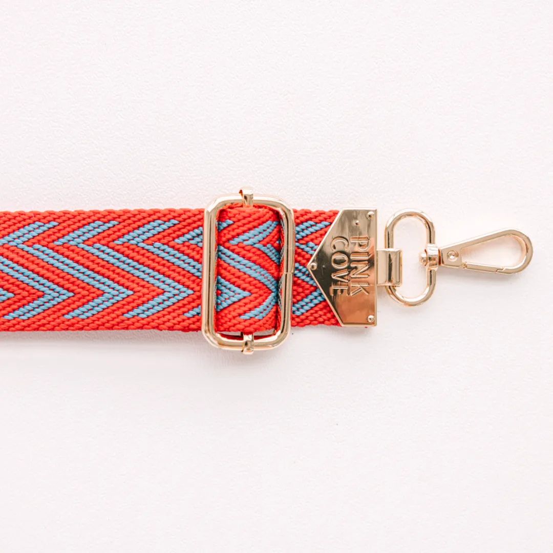 BAG STRAPS - CHEVRON RED/BLUE