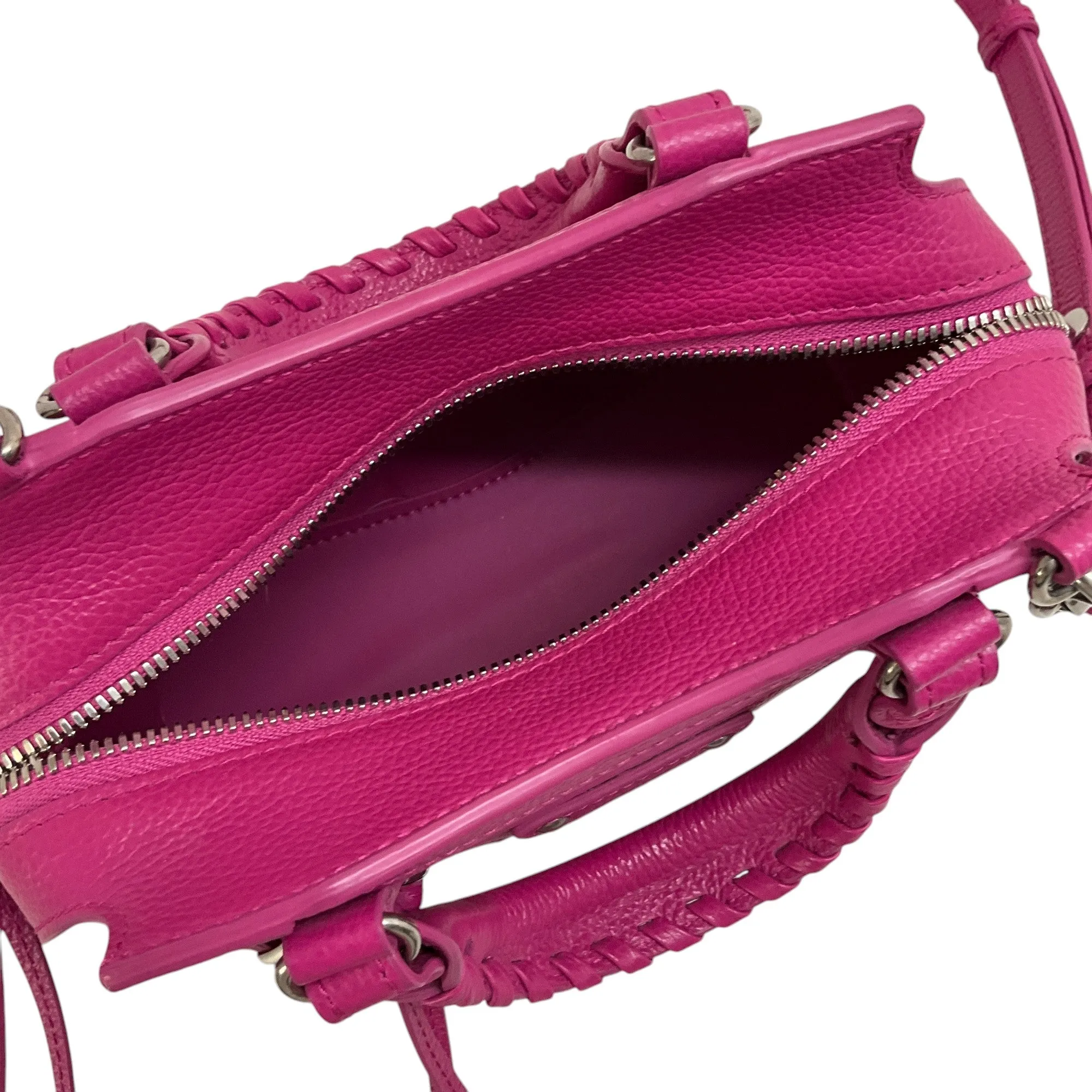 Balenciaga Hot Pink Leather  Mini City Crossbody Bag