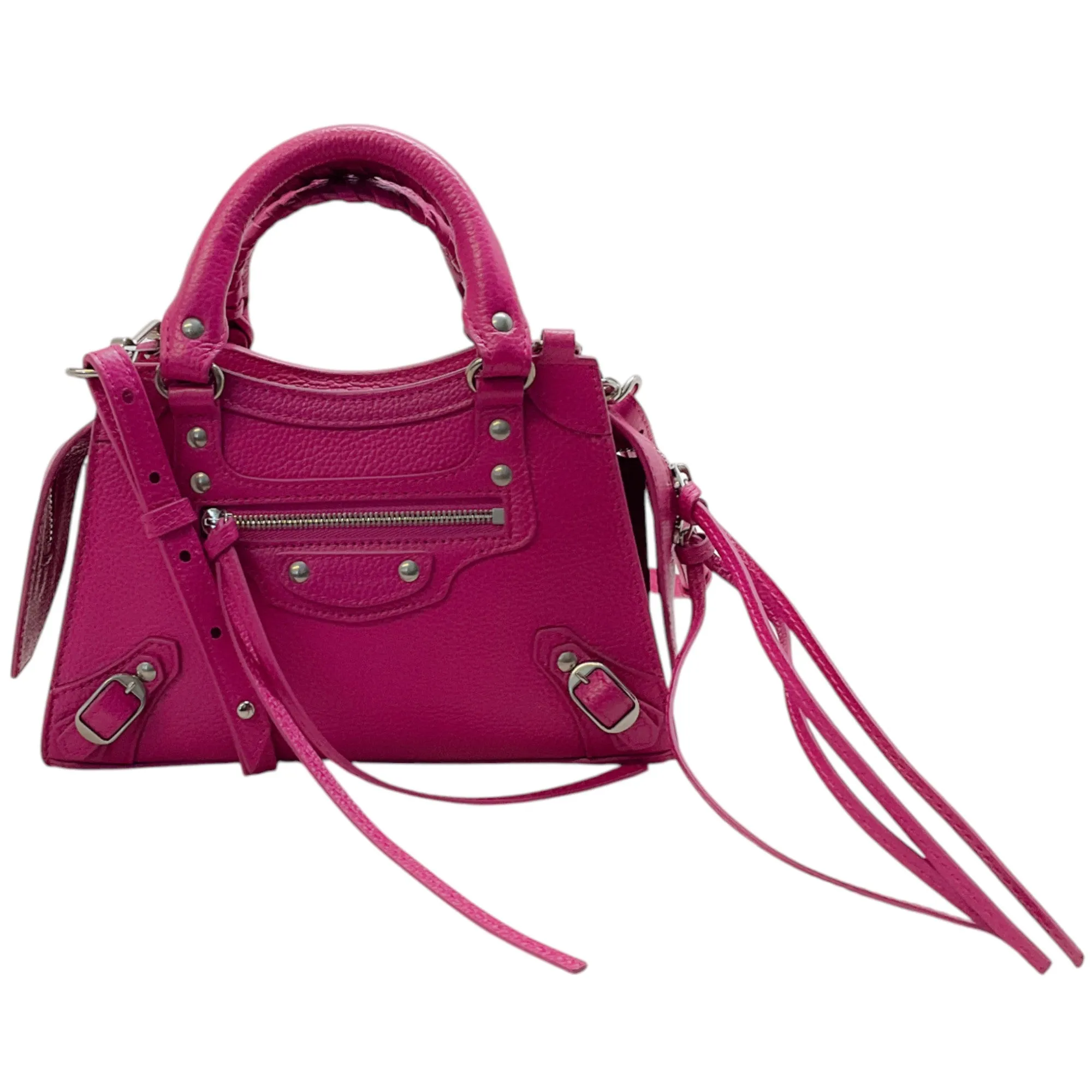 Balenciaga Hot Pink Leather  Mini City Crossbody Bag