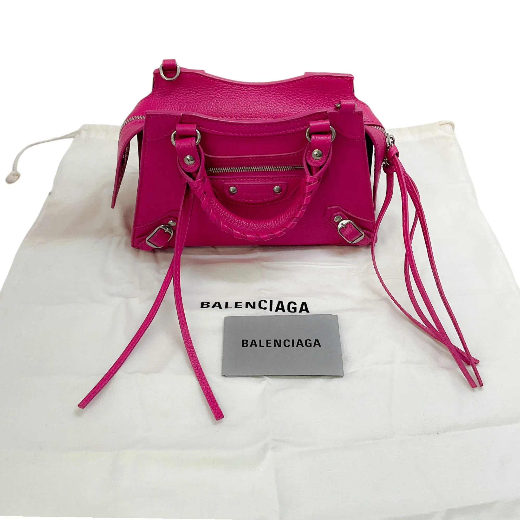 Balenciaga Hot Pink Leather  Mini City Crossbody Bag