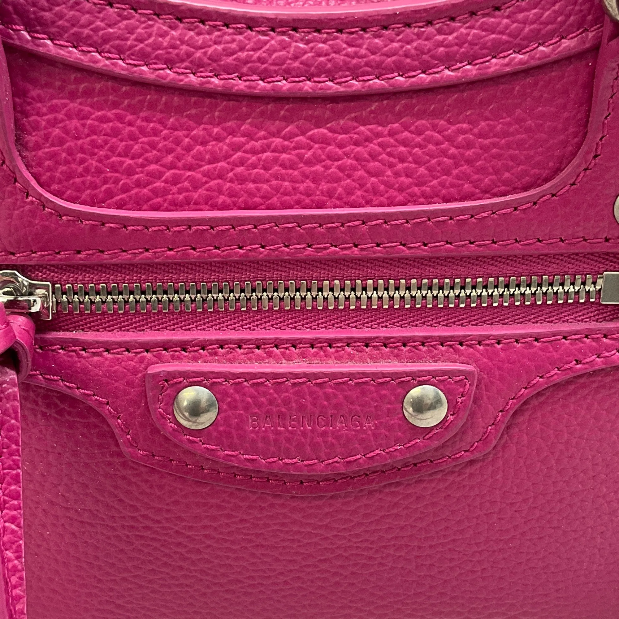 Balenciaga Hot Pink Leather  Mini City Crossbody Bag