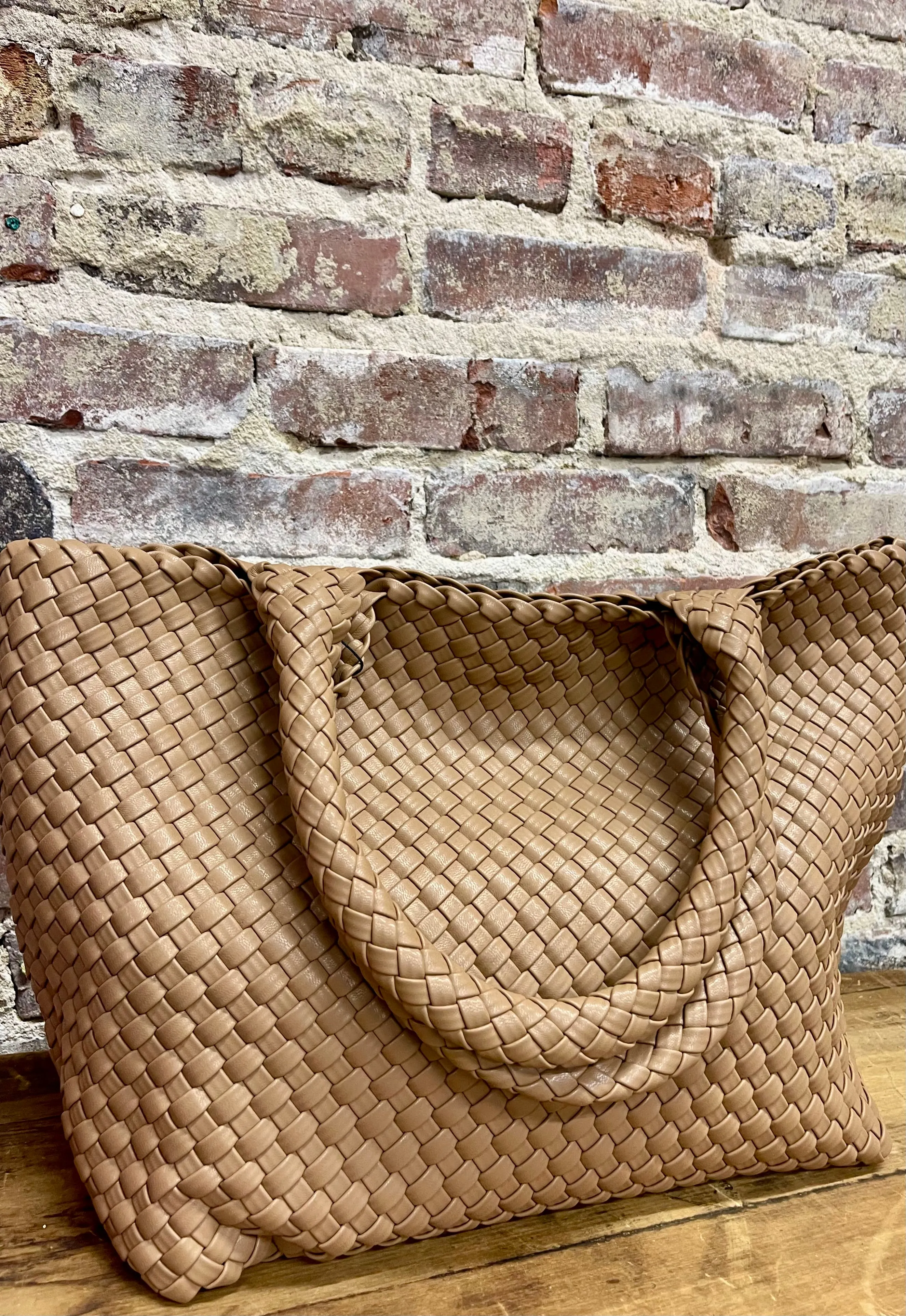 BC Leather Woven Tote
