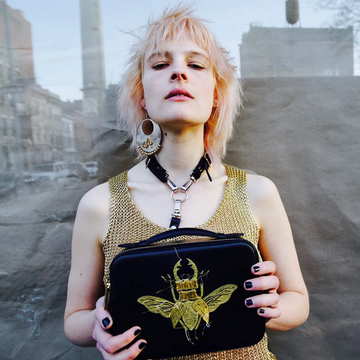 BEETLE REVERSE EMBROIDERED CROSSBODY BAG